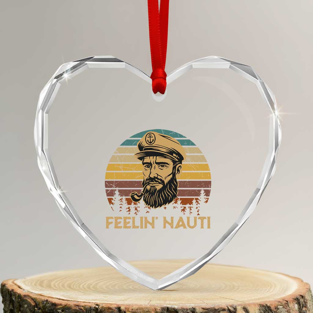 Funny Sailing Boating Heart Crystal Glass Ornament Feelin Nauti TS14 Transparent Glass 3'' Heart Print Your Wear
