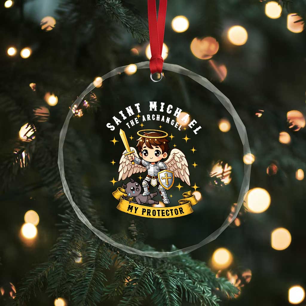 Funny Saint Michael Defeating Satan Crystal Glass Ornament Religious Faith Gift TS12 Print Your Wear