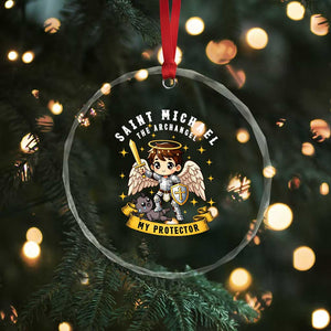 Funny Saint Michael Defeating Satan Crystal Glass Ornament Religious Faith Gift TS12 Print Your Wear