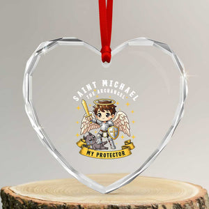 Funny Saint Michael Defeating Satan Heart Crystal Glass Ornament Religious Faith Gift TS12 Transparent Glass 3'' Heart Print Your Wear