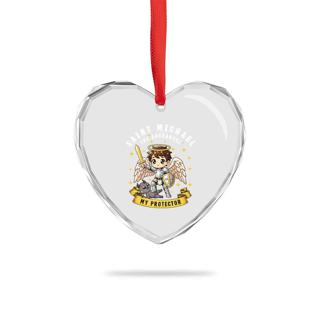 Funny Saint Michael Defeating Satan Heart Crystal Glass Ornament Religious Faith Gift TS12 Print Your Wear