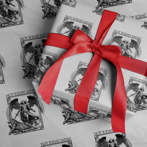 Funny Saint Michael Defeating Satan Wrapping Paper Roll Not Today Satan TS12 White Print Your Wear