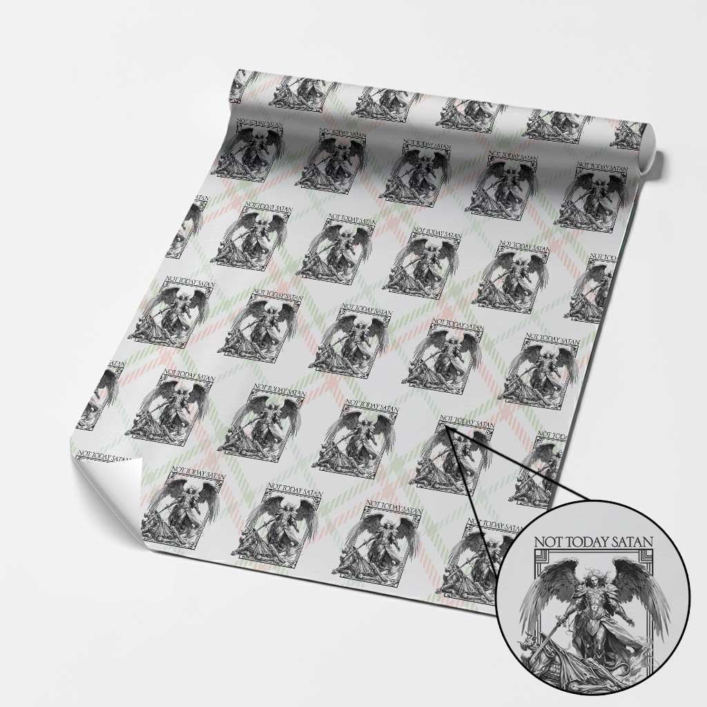 Funny Saint Michael Defeating Satan Wrapping Paper Roll Not Today Satan TS12 Christmas Plaid Print Your Wear