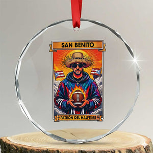 Funny San Benito Patron del Halftime Crystal Glass Ornament Bowl 2026 Puerto Rican Football Music Fan TS02 Transparent Glass 3'' Circle Print Your Wear