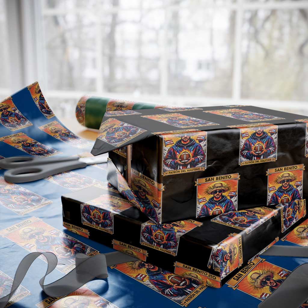 Funny San Benito Patron del Halftime Wrapping Paper Roll Bowl 2026 Puerto Rican Football Music Fan TS02 Black Print Your Wear