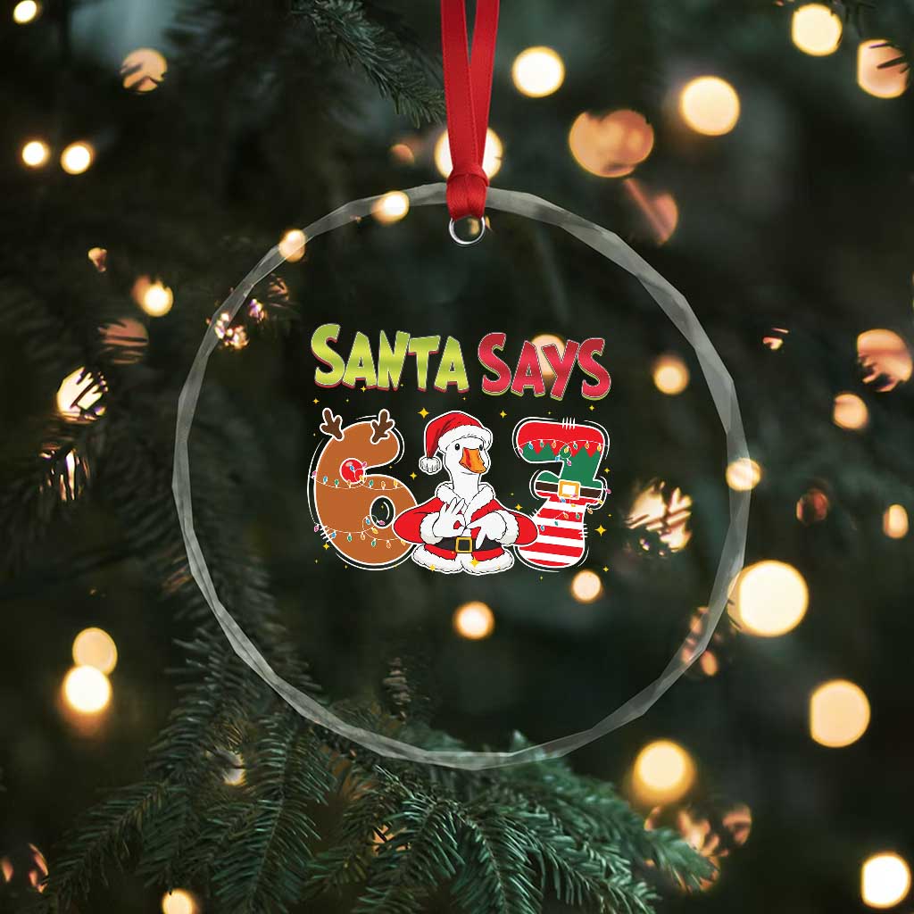 Funny Sant Goose Says Six Seven Crystal Glass Ornament Christmas Gift For Gen Z TS12 Print Your Wear