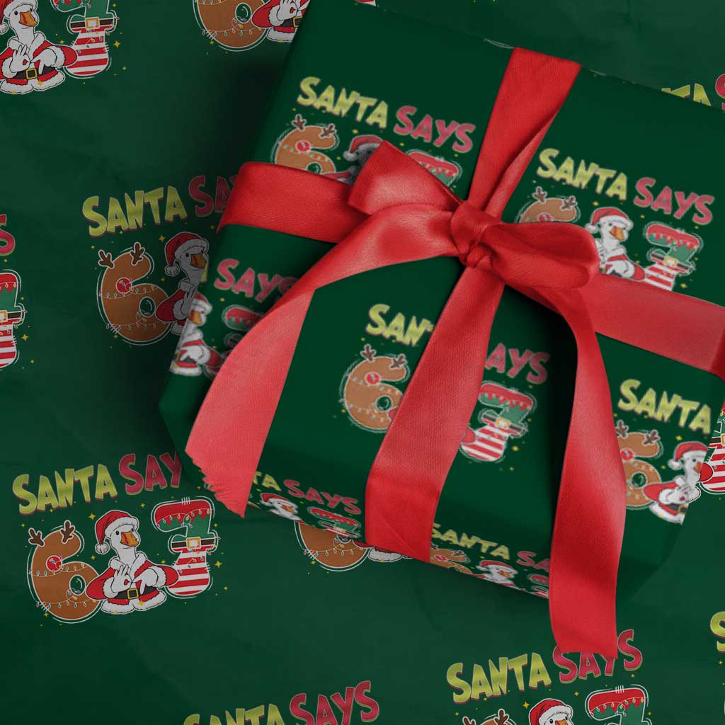 Funny Sant Goose Says Six Seven Wrapping Paper Roll Christmas Gift For Gen Z TS12 Green Print Your Wear