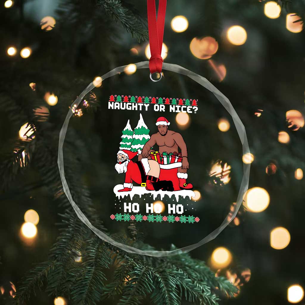 Funny Santa and Diddy Christmas Crystal Glass Ornament Naughty or Nice Ho Ho Ho Adult Humor Holiday TS02 Print Your Wear