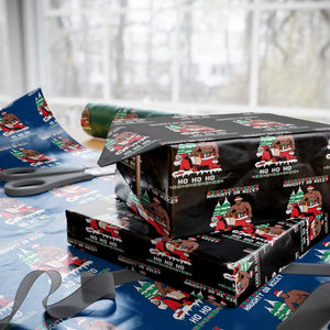 Funny Santa and Diddy Christmas Wrapping Paper Roll Naughty or Nice Ho Ho Ho Adult Humor Holiday TS02 Black Print Your Wear
