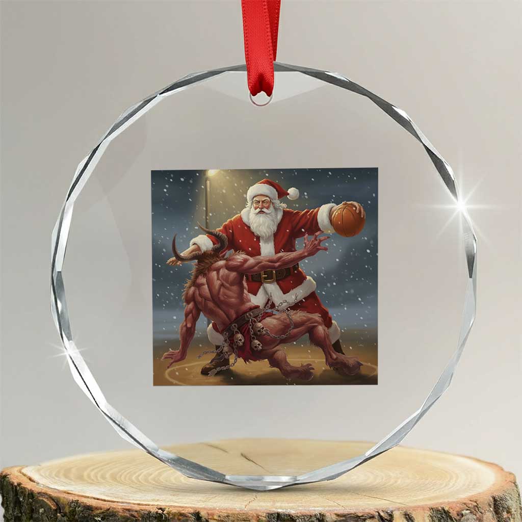 Funny Santa Basketball Crystal Glass Ornament Satan Christmas Meme TS14 Transparent Glass 3'' Circle Print Your Wear