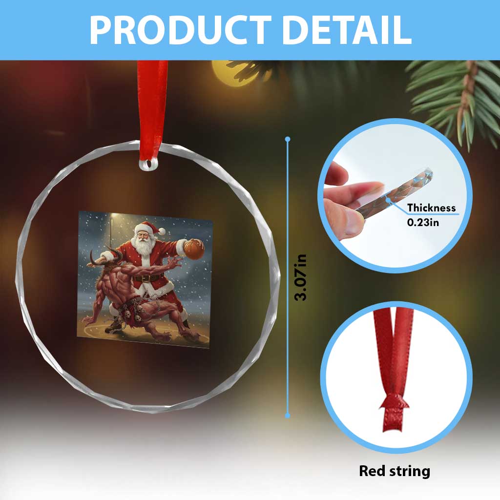 Funny Santa Basketball Crystal Glass Ornament Satan Christmas Meme TS14 Print Your Wear