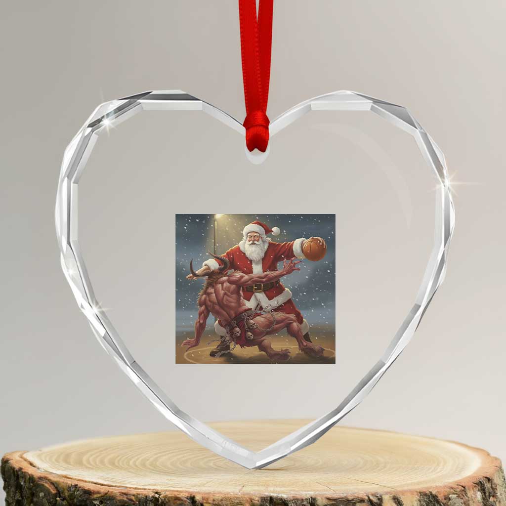 Funny Santa Basketball Heart Crystal Glass Ornament Satan Christmas Meme TS14 Transparent Glass 3'' Heart Print Your Wear