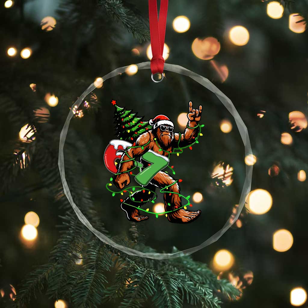 Funny Santa Bigfoot 67 Christmas Tree Xmas Lights Crystal Glass Ornament TS11 Print Your Wear