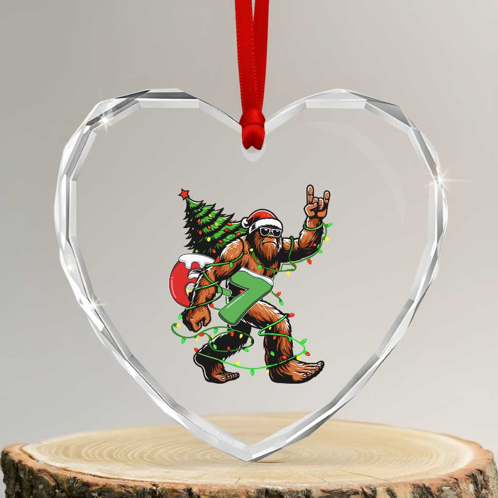 Funny Santa Bigfoot 67 Christmas Tree Xmas Lights Heart Crystal Glass Ornament TS11 Transparent Glass 3'' Heart Print Your Wear