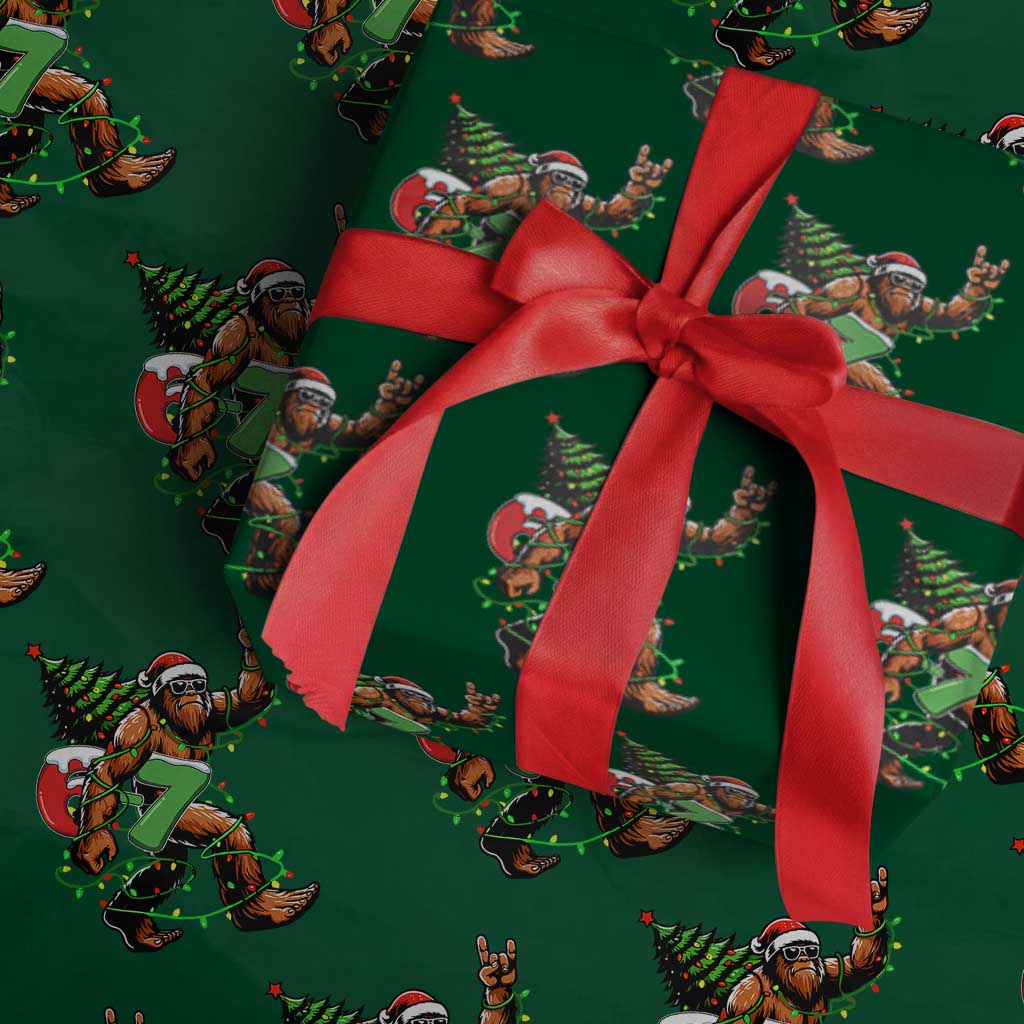 Funny Santa Bigfoot 67 Christmas Tree Xmas Lights Wrapping Paper Roll TS11 Green Print Your Wear