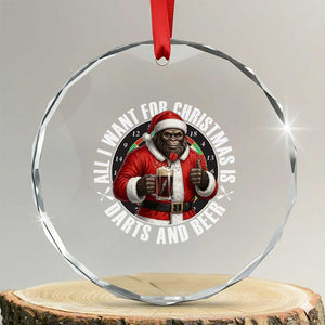 Funny Santa Bigfoot Dartist Beer Lover Crystal Glass Ornament Merry Dartsmas Christmas Gift TS12 Transparent Glass 3'' Circle Print Your Wear