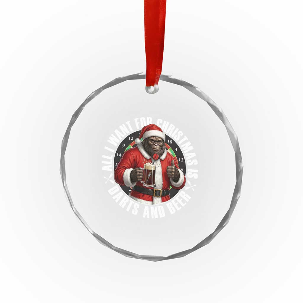 Funny Santa Bigfoot Dartist Beer Lover Crystal Glass Ornament Merry Dartsmas Christmas Gift TS12 Print Your Wear