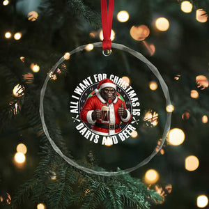 Funny Santa Bigfoot Dartist Beer Lover Crystal Glass Ornament Merry Dartsmas Christmas Gift TS12 Print Your Wear