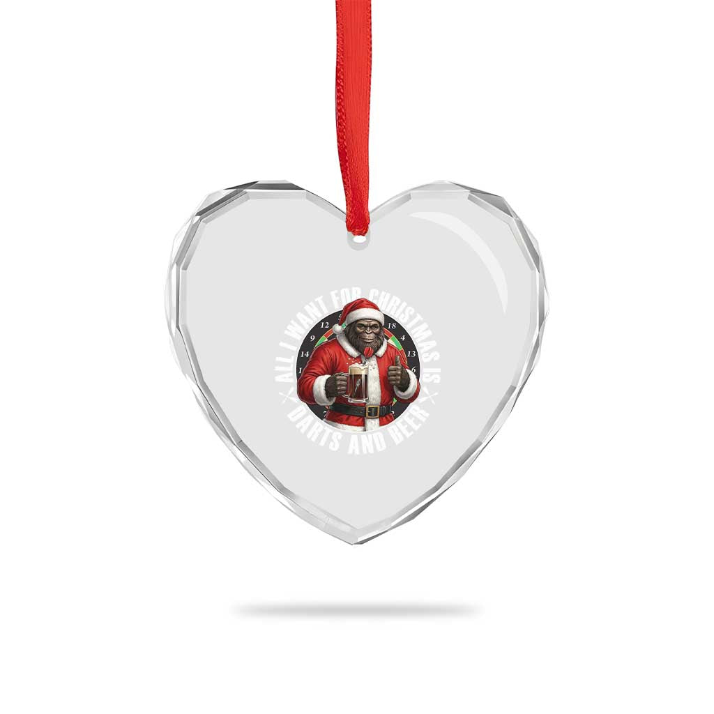 Funny Santa Bigfoot Dartist Beer Lover Heart Crystal Glass Ornament Merry Dartsmas Christmas Gift TS12 Print Your Wear