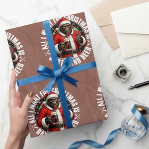 Funny Santa Bigfoot Dartist Beer Lover Wrapping Paper Roll Merry Dartsmas Christmas Gift TS12 Mocha Print Your Wear