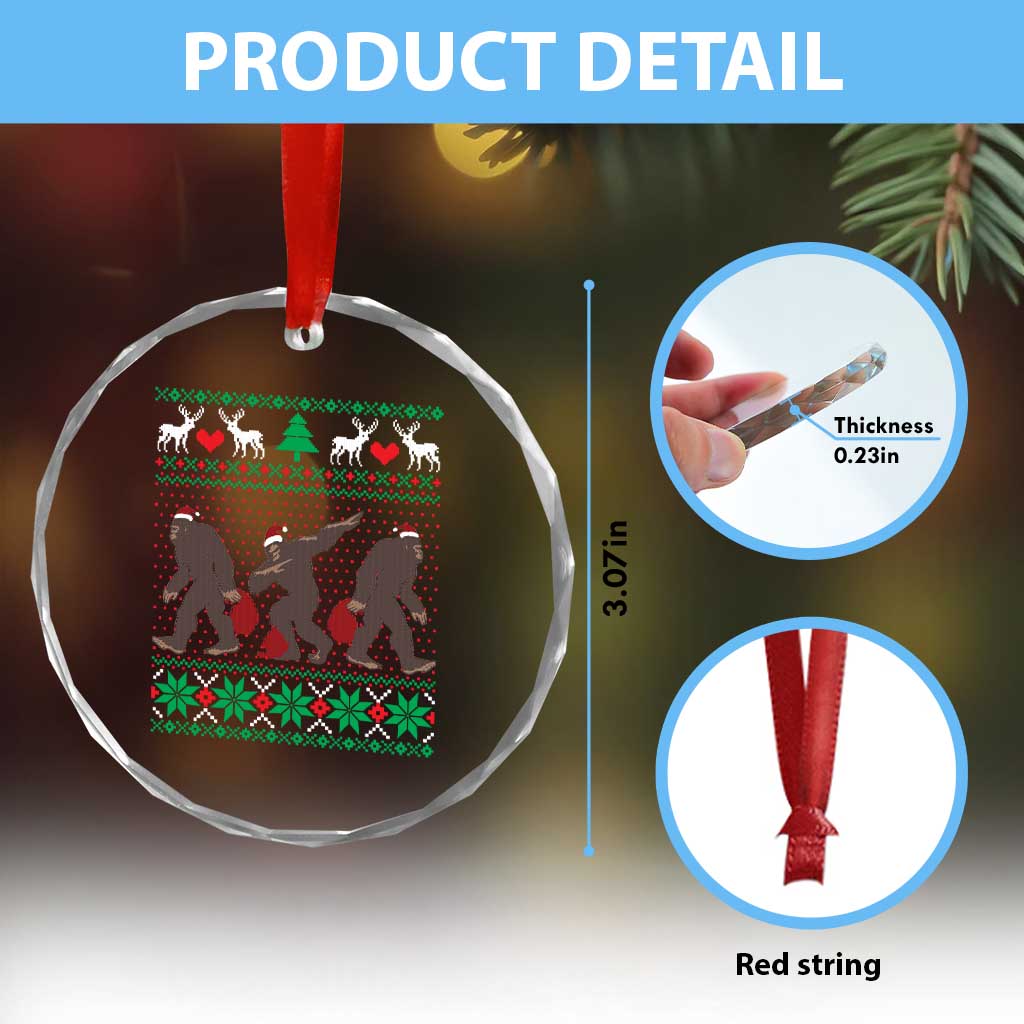 Funny Santa Bigfoot Squad Xmas Crystal Glass Ornament TS11 Print Your Wear