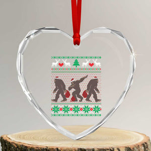 Funny Santa Bigfoot Squad Xmas Heart Crystal Glass Ornament TS11 Transparent Glass 3'' Heart Print Your Wear