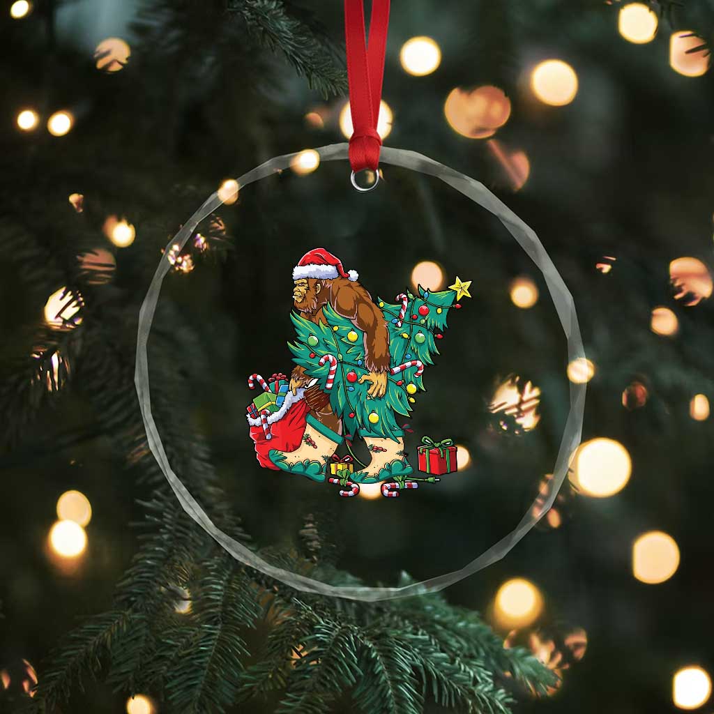 Funny Santa Bigfoot Xmas Tree Crystal Glass Ornament TS11 Print Your Wear