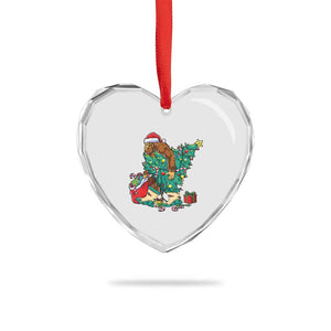 Funny Santa Bigfoot Xmas Tree Heart Crystal Glass Ornament TS11 Print Your Wear