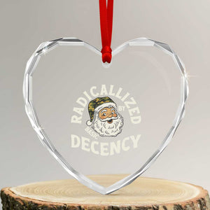 Funny Santa Camo Christmas Heart Crystal Glass Ornament Radicalized By Basic Decency TS14 Transparent Glass 3'' Heart Print Your Wear