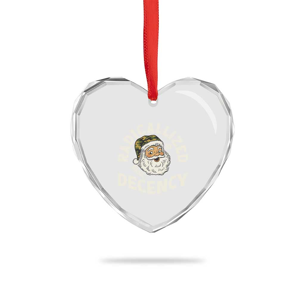 Funny Santa Camo Christmas Heart Crystal Glass Ornament Radicalized By Basic Decency TS14 Print Your Wear