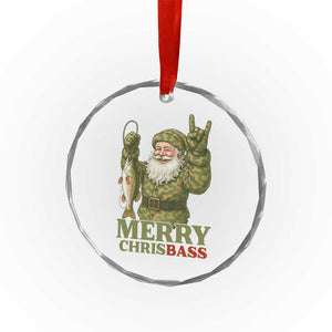 Funny Santa Camo Fishing Crystal Glass Ornament Merry Chrisbass TS14 Print Your Wear