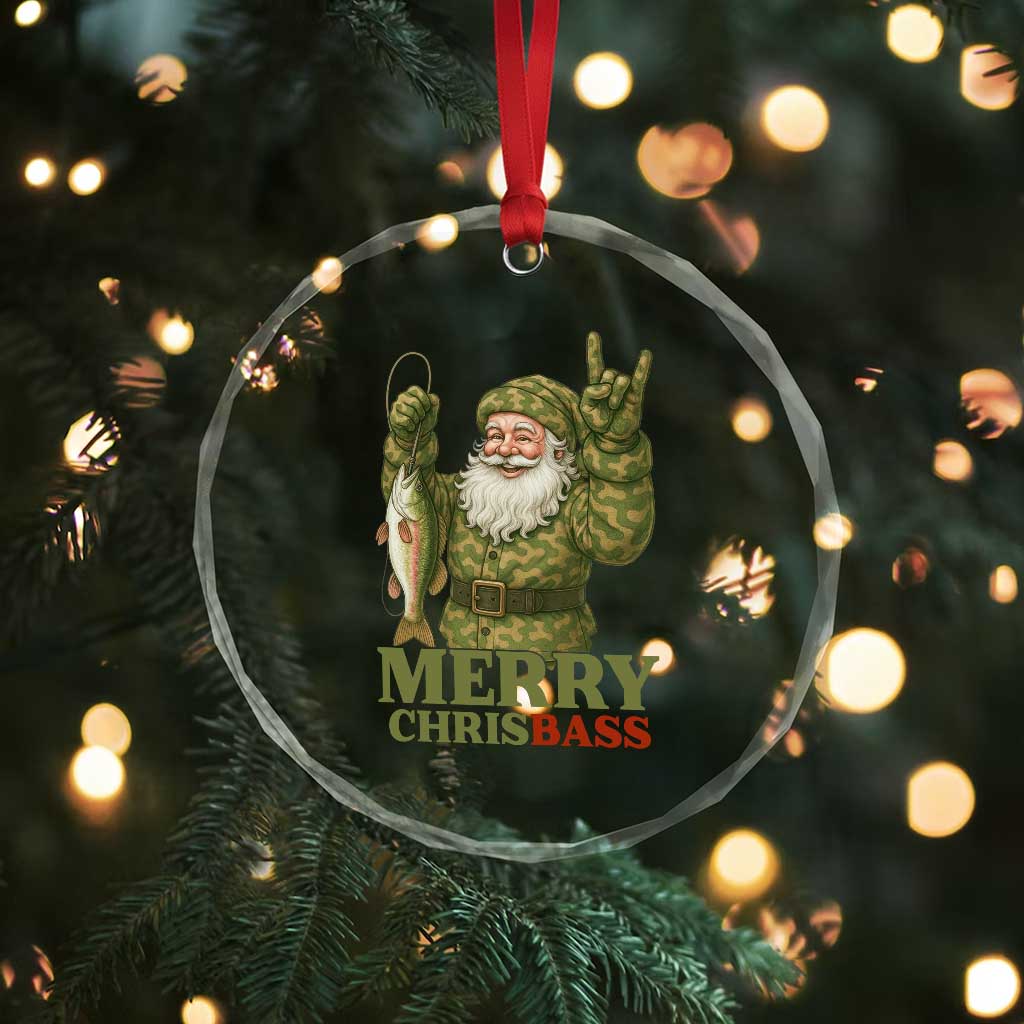 Funny Santa Camo Fishing Crystal Glass Ornament Merry Chrisbass TS14 Print Your Wear