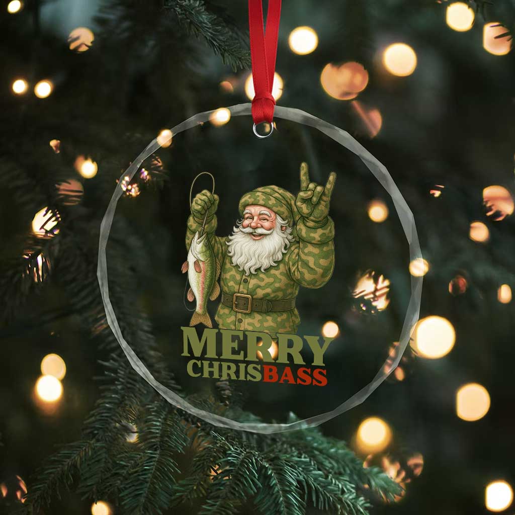 Funny Santa Camo Fishing Crystal Glass Ornament Merry Chrisbass TS14 Print Your Wear