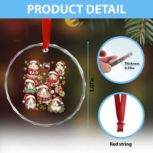 Funny Santa Cavy Squad Crystal Glass Ornament Christmas Guinea Pig Gift TS12 Print Your Wear