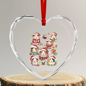 Funny Santa Cavy Squad Heart Crystal Glass Ornament Christmas Guinea Pig Gift TS12 Transparent Glass 3'' Heart Print Your Wear