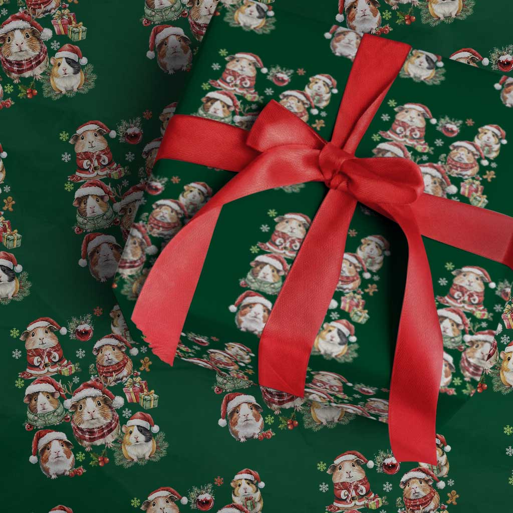 Funny Santa Cavy Squad Wrapping Paper Roll Christmas Guinea Pig Gift TS12 Green Print Your Wear