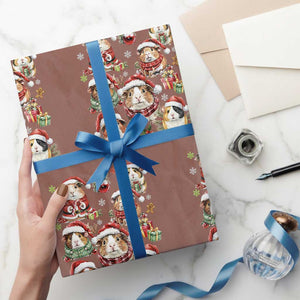 Funny Santa Cavy Squad Wrapping Paper Roll Christmas Guinea Pig Gift TS12 Mocha Print Your Wear
