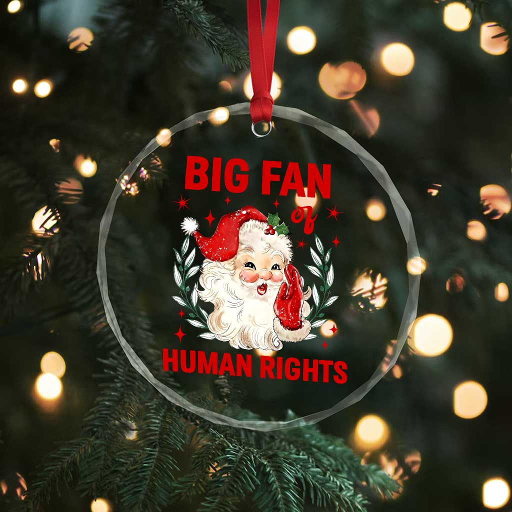 Funny Santa Christmas Crystal Glass Ornament Big Fan Of Human Rights TS14 Print Your Wear