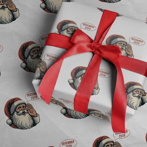 Funny Santa Christmas December 25 Wrapping Paper Roll TS14 White Print Your Wear