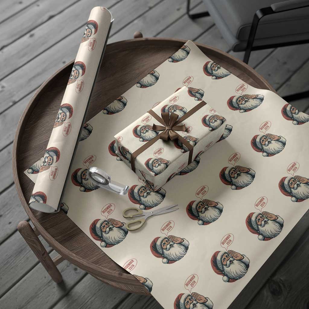 Funny Santa Christmas December 25 Wrapping Paper Roll TS14 Beige Print Your Wear