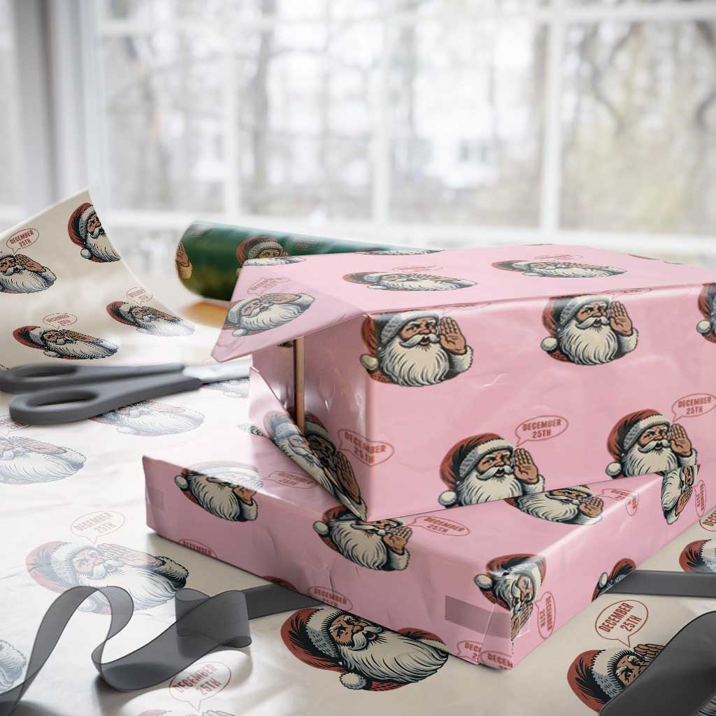 Funny Santa Christmas December 25 Wrapping Paper Roll TS14 Light Pink Print Your Wear