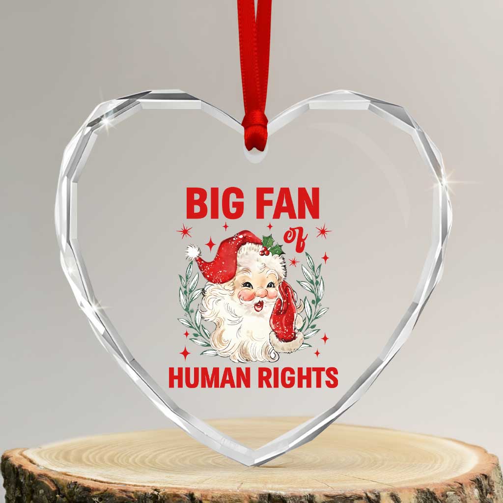 Funny Santa Christmas Heart Crystal Glass Ornament Big Fan Of Human Rights TS14 Transparent Glass 3'' Heart Print Your Wear