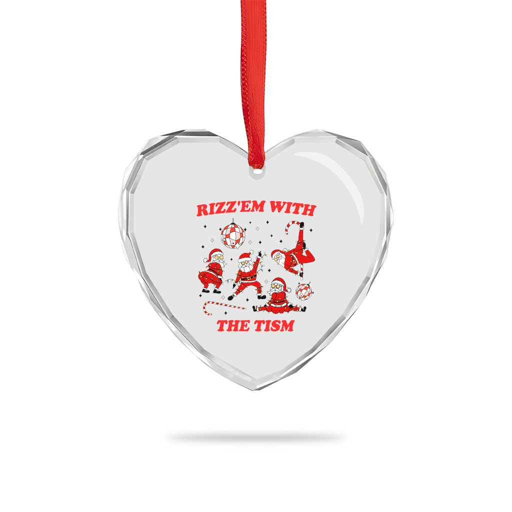 Funny Santa Christmas Heart Crystal Glass Ornament Rizz Em With The Tism TS14 Print Your Wear