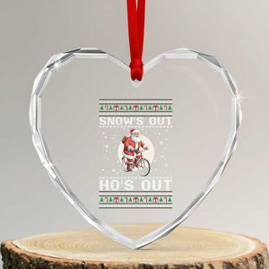 Funny Santa Christmas Heart Crystal Glass Ornament Snows Out Hos Out Ugly Xmas TS10 Transparent Glass 3'' Heart Print Your Wear