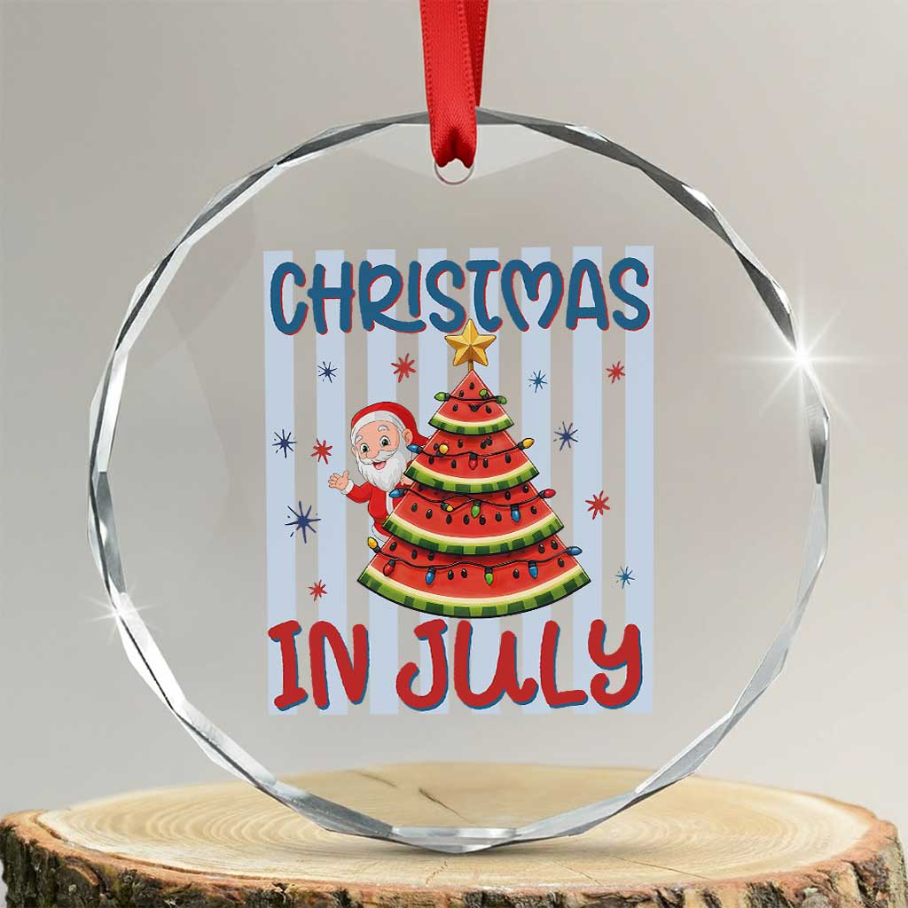 Funny Santa Christmas in July Crystal Glass Ornament Melon Christmas Tree Summer TS14 Transparent Glass 3'' Circle Print Your Wear