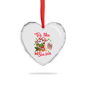 Funny Santa Christmas In July Graphic Heart Crystal Glass Ornament Tis The Sea Sun