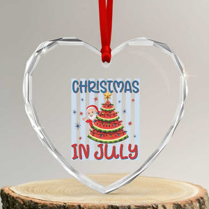Funny Santa Christmas in July Heart Crystal Glass Ornament Melon Christmas Tree Summer