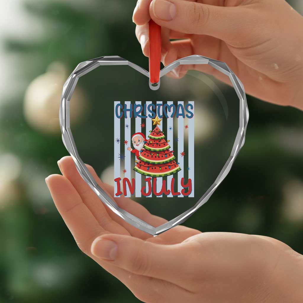 Funny Santa Christmas in July Heart Crystal Glass Ornament Melon Christmas Tree Summer