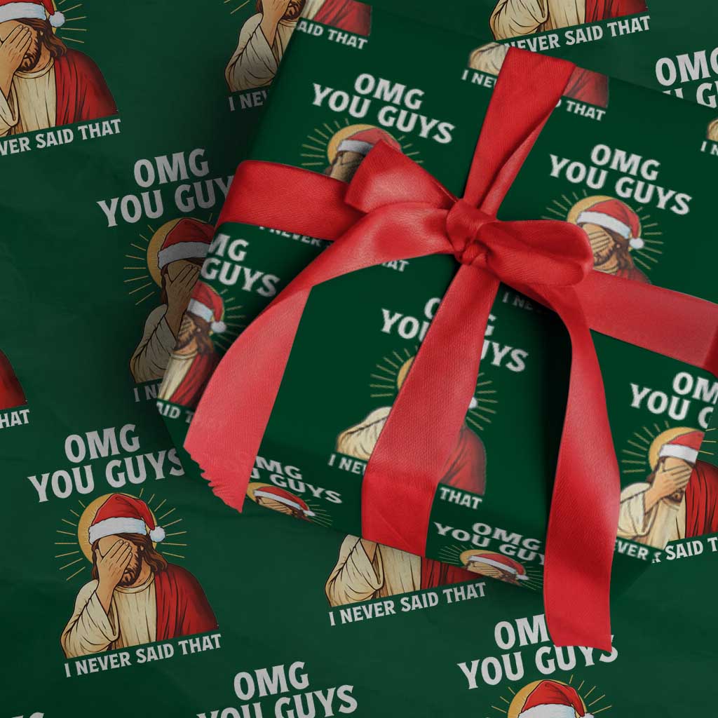 Funny Santa Christmas Wrapping Paper Roll OMG You Guys I Never Said That TS14 Green Print Your Wear