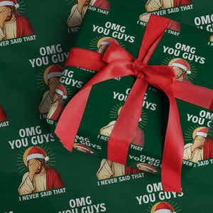 Funny Santa Christmas Wrapping Paper Roll OMG You Guys I Never Said That TS14 Green Print Your Wear